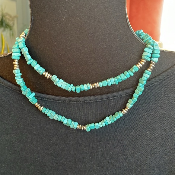 NWT Dakota turquoise necklace with silver beads can be worn many ways - Picture 1 of 7
